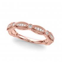 Antique Style Diamond Wedding Band Ring 18K Rose Gold (0.20ct)